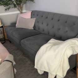 Beautiful Gray Tuffted Sofa