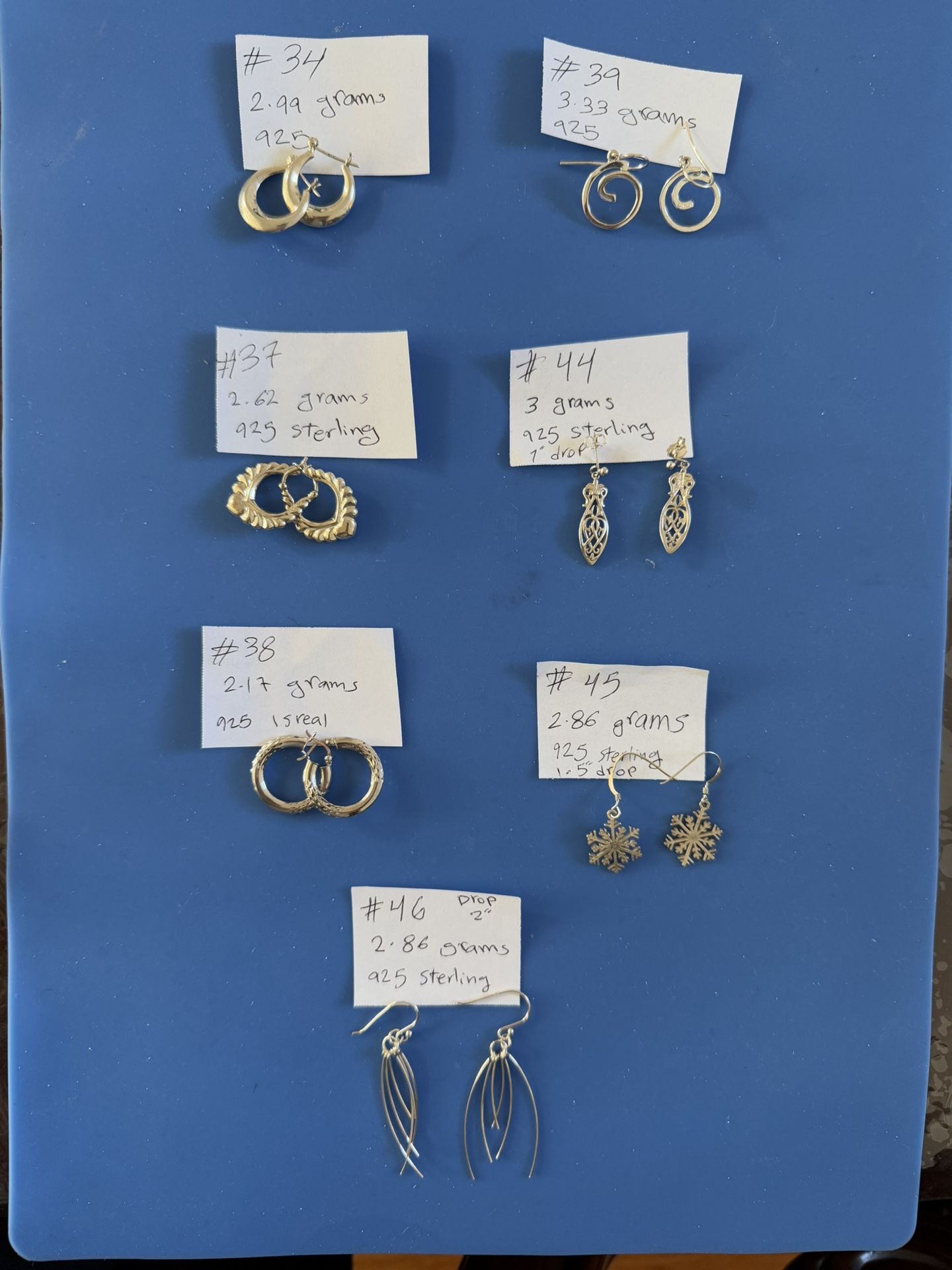 925 sterling silver earrings that come in different sizes and styles. Please check out the photos for more details. each