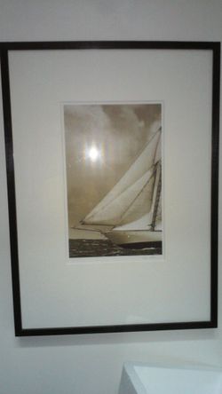 Sail boat framed b/w