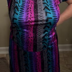  Danskin Activewear Casual Top and Skirt Set Vibrant Colorful Silky Soft Size L