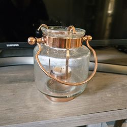 Rose Gold And Glass Candle Holder