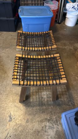 Wood and rope stools - set of 2