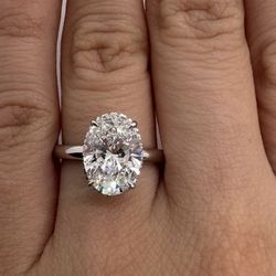 3.06 Carat E VS1 Oval Diamond Engagement Ring Solitaire 
