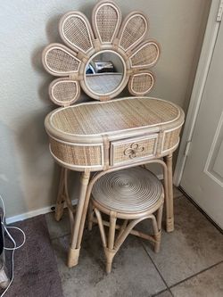 Kids Rattan Vanity Set