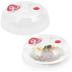 Flexzion 11.5 Inch Microwave Splatter Cover - BPA-Free Anti-Splatter Microwave Cover with Adjustable Steam Vent, Dishwasher Safe,