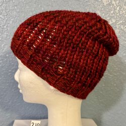 Soft Red Handmade Slouchy Beanie Hat for Child/Preteen/Small Adult
