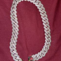 GLD Choker Cuban Link Necklace With Stones
