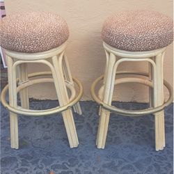 Beautiful Set Of 2 Vintage Bamboo Bar stools 