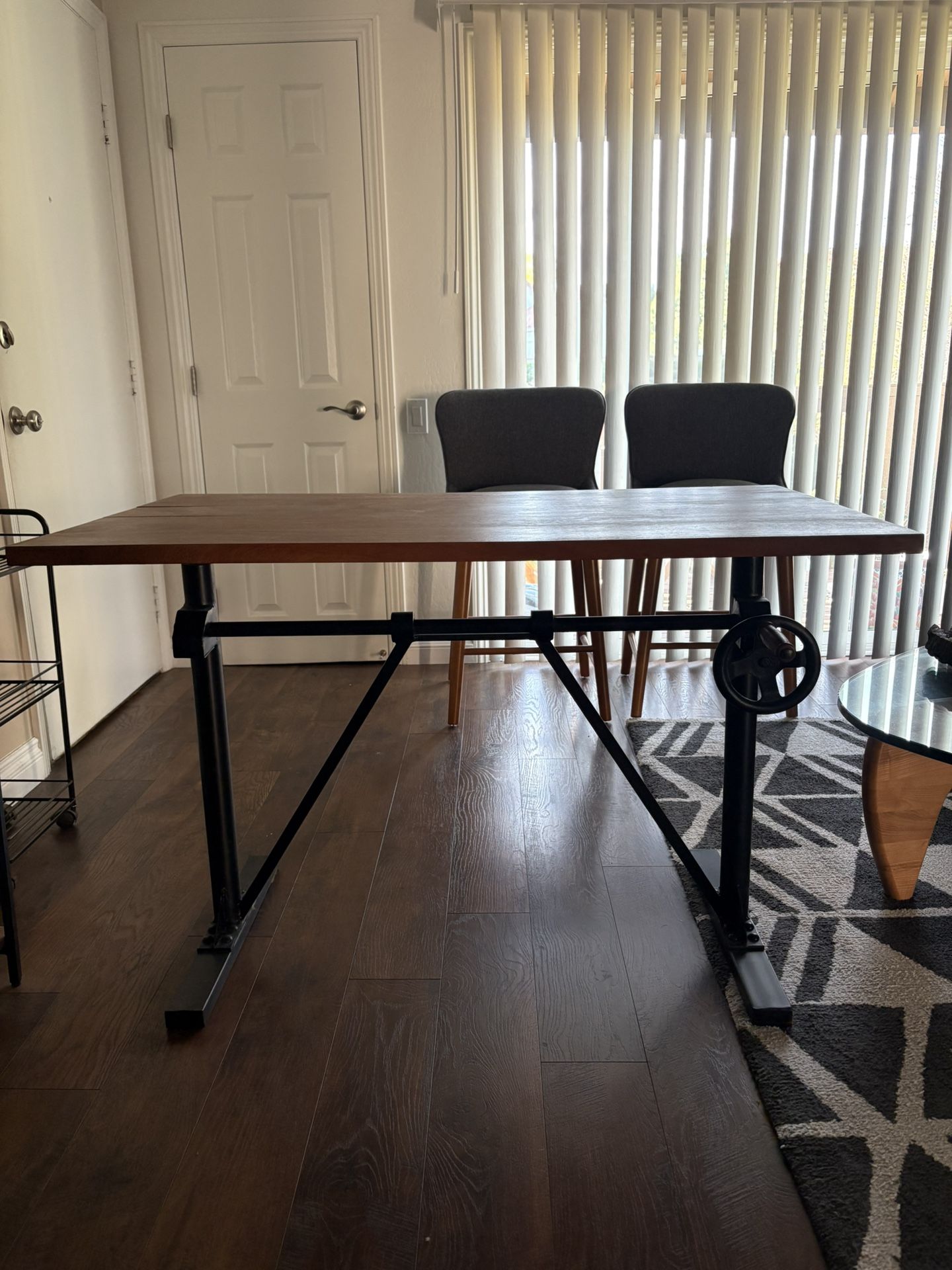 Wood Kitchen Table, Adjustable Height