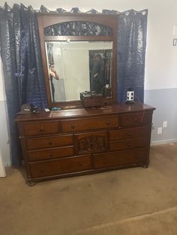 Wood Dresser with Mirror