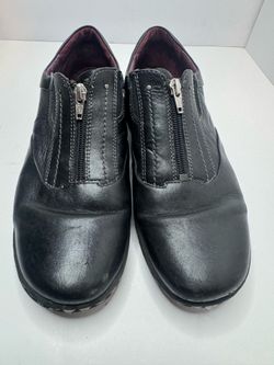 Josef Seibel Black Leather Zip Loafers Women's Size EU41