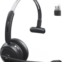 Wireless Headset with Mic for Work, Bluetooth Headset with AI Noise Cancelling Microphone, 65Hrs Working Time Wireless Headset with Microphone for Wor