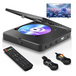 Blu Ray Player 1080P Blu-ray Disc Player for Home Cinema, Dolby Audio/DTS, Plays All DVDs and Region A 1 Blu Rays, Supports 128GB USB Stick, with HDMI