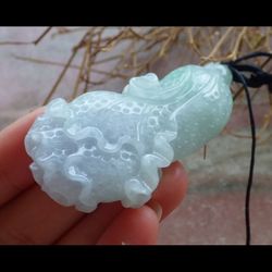Certificate Jadeite Jade Hand Carved purity white Green Cabbage Pendant 