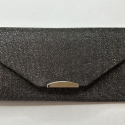 Metallic Silver Fabric Clutch Purse