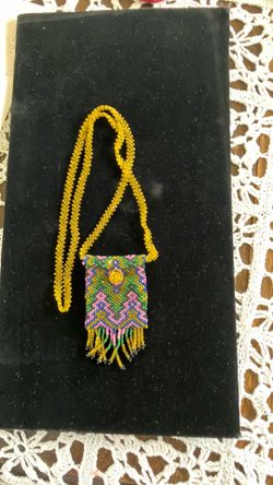 Seed bead pouch necklace