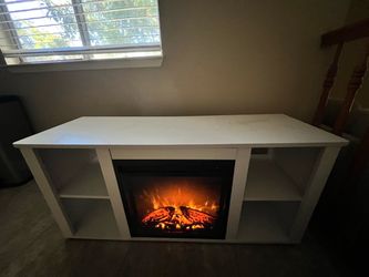 White Electric Fireplace TV Stand