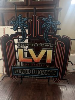 Super Bowl LVI (56) Los Angeles Bud Light "Faux" Neon Light-Up LED Beer Sign