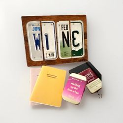 Wine Grab Bag - License plate art, mini wine kit, wine logs, glass nightlight