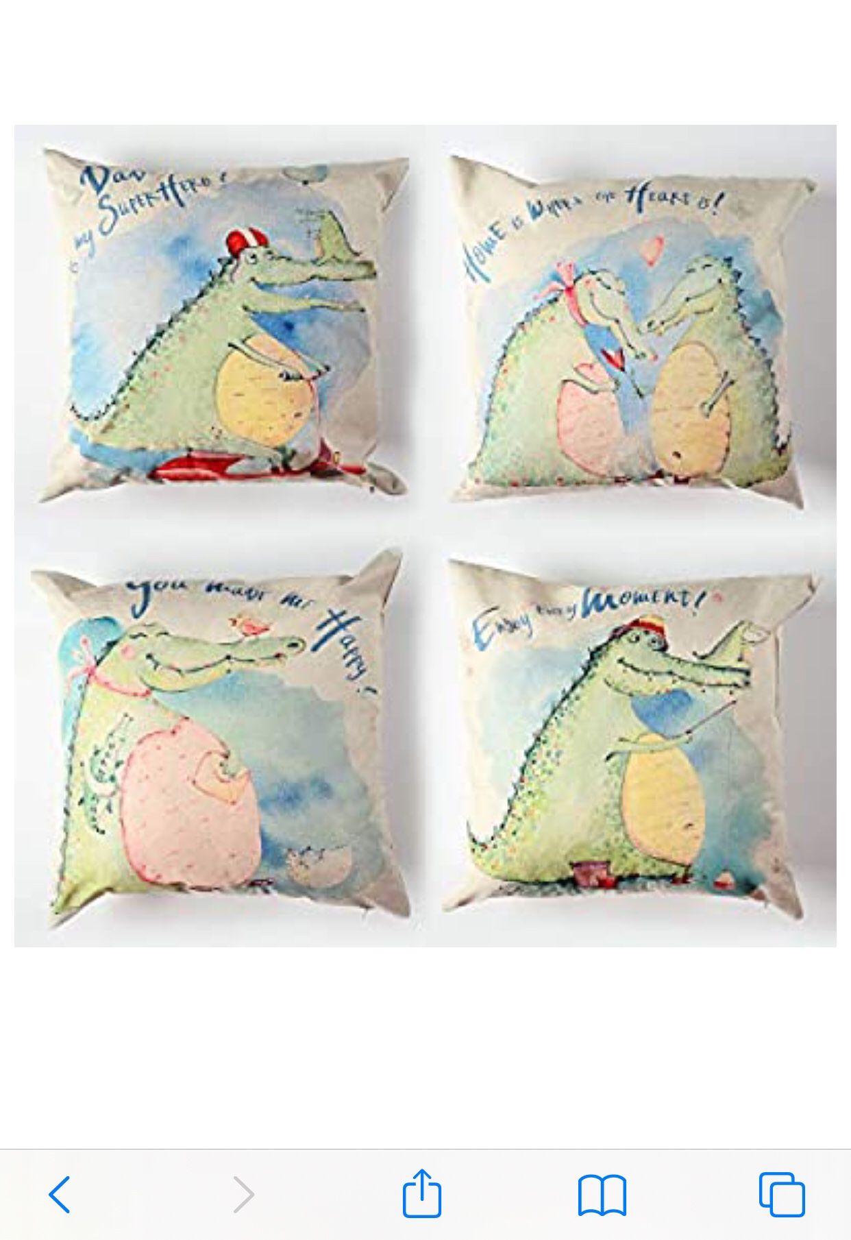 Green Cartoon Animal Throw Pillow Covers Decor Outdoor Terrace Sofa Cushion Cover Square Cute Dinosaur Pillowcase for Car Bed Modern Home Decorative