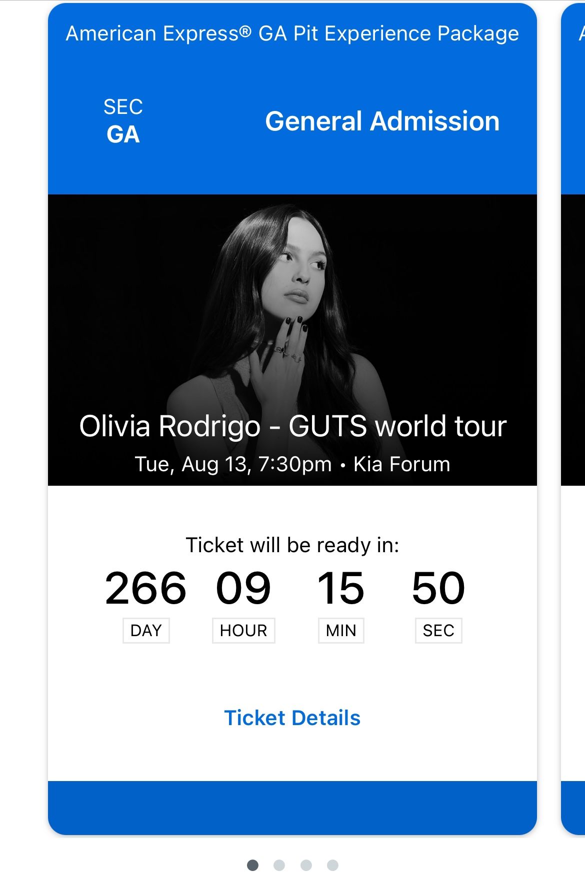 Olivia Rodrigo GUTS World Tour Tickets EACH(x4)