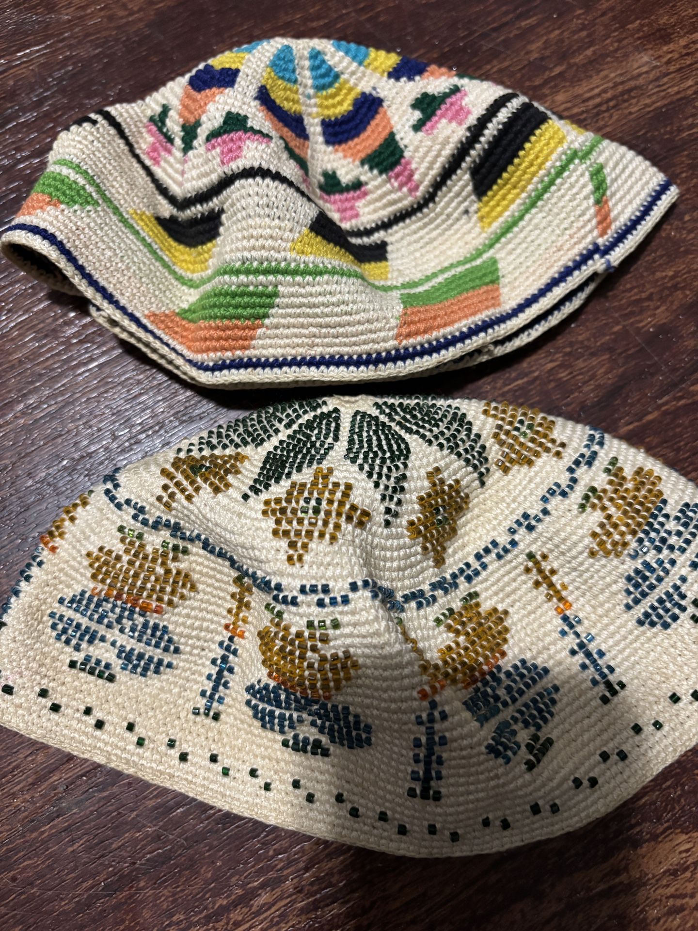 Vintage Handcrafted Kippah Lot – Beaded & Woven Yarmulkes, Judaica Decor