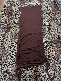 Brown Ruched Sleeveless Mini Dress