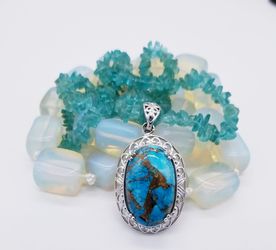 Matrix Chestnut, Turquoise, Paraiba Necklace.