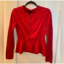 BCBGMaxAzria Rogue Red Jaynie Peplum Blouse with zipper