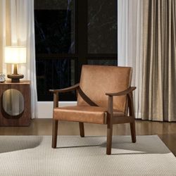 Mid Century accent Chair With Solid Wood Legs 