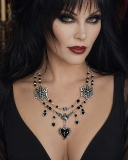 Handmade Two-Layer Gothic Necklace with Black Heart Pendant and Crystal Beads