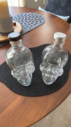 Empty Crystal Head Vodka bottles