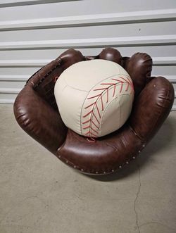 Leather Kids Baseball Glove Chair with Baseball Ottoman for Sale