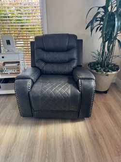 Dark Gray Faux Leather Recliner Chair