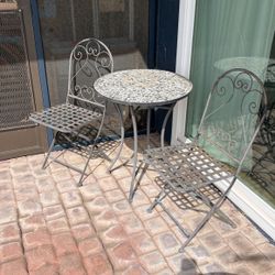 Mosaic Tile Table And 2 Chairs - Bistro Set