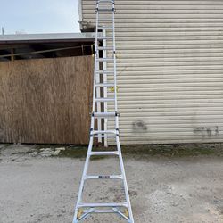 22 ft. Reach Aluminum 5-in-1 Multi Position Pro Ladder with Built-in Leveling, 375 Ib. Load Capacity Type IAA Duty ll