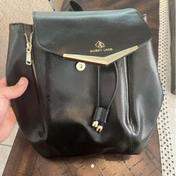 Aubry Lane Black Leather Purse Backpack