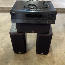 Onkyo Sound System: Receiver TX-SR501 w/ Left/right/center Speakers