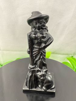 Crystal Obsidian Witch and Cat