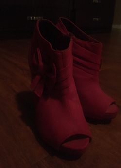 Red high heel boots