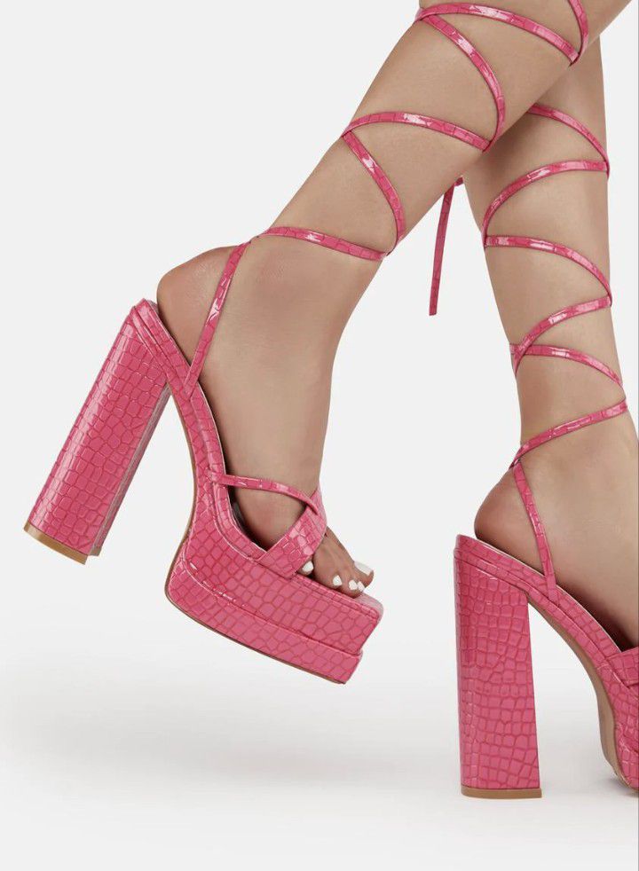 Pink Alanna Platform Heels 