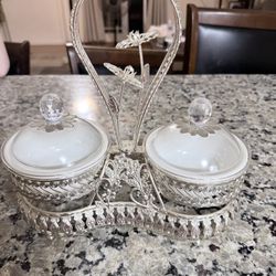 Clear/Silver Cream & Sugar Candy Caddy