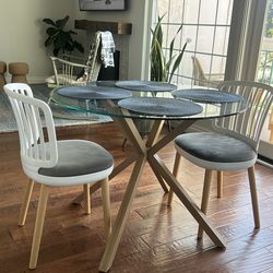 39 inches round glass table