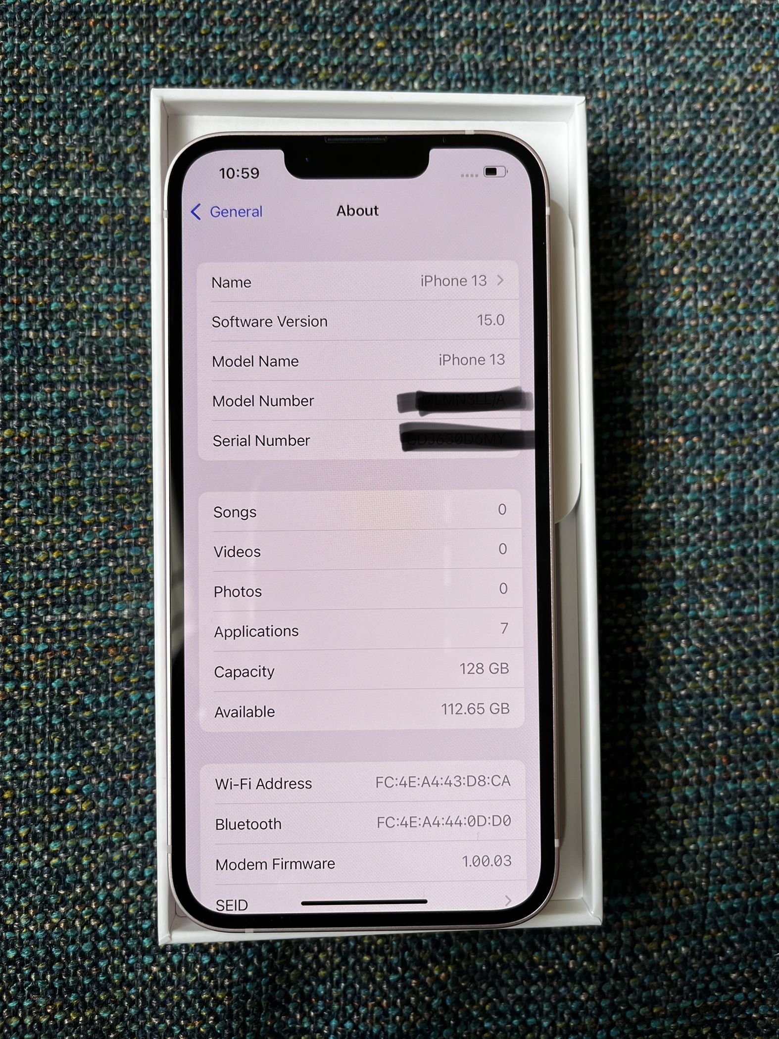 Brand New In Box Unlocked Iphone 13 128gb Black in warranty bought at