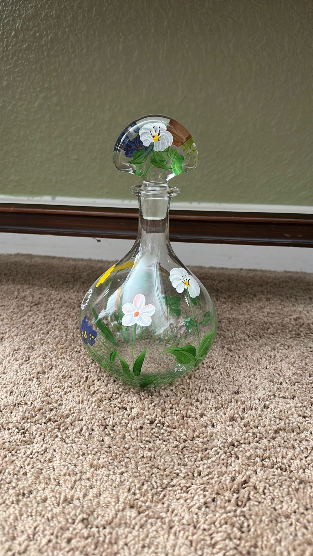 Royal Danube hand-painted floral crystal decanter