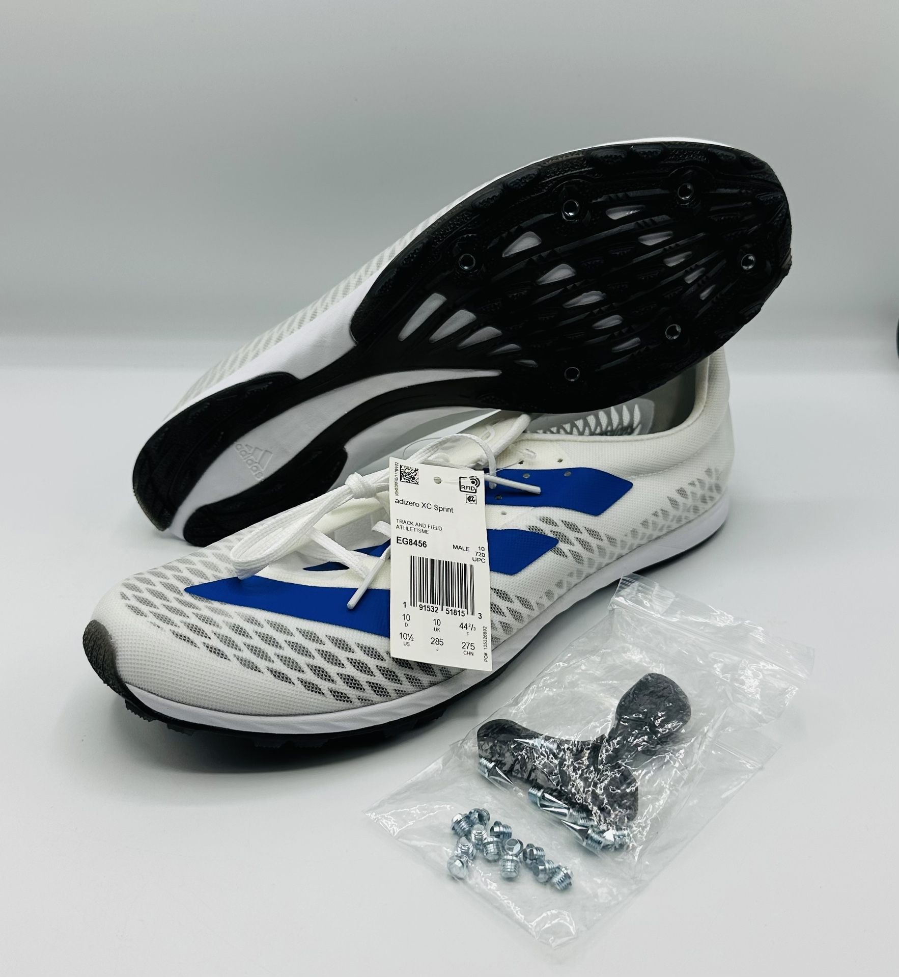 Adidas ADIZERO XC SPRINT Men's White Running Shoes Spikes EG8456 Size 10.5 New!