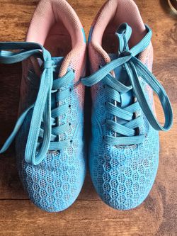 Kids Soccer Cleats Blue and Pink
