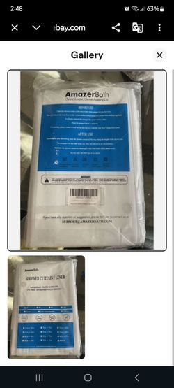 AmazerBath branded clear, waterproof shower curtain liner,