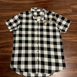 Brand New Hot Topic Beetlejuice Adam Maitland Plaid Woven Button-Up