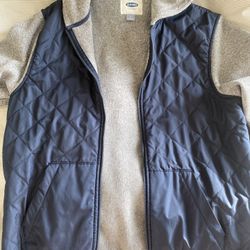 Quilted Canvas/Sweater-Fleece Hooded Jacket